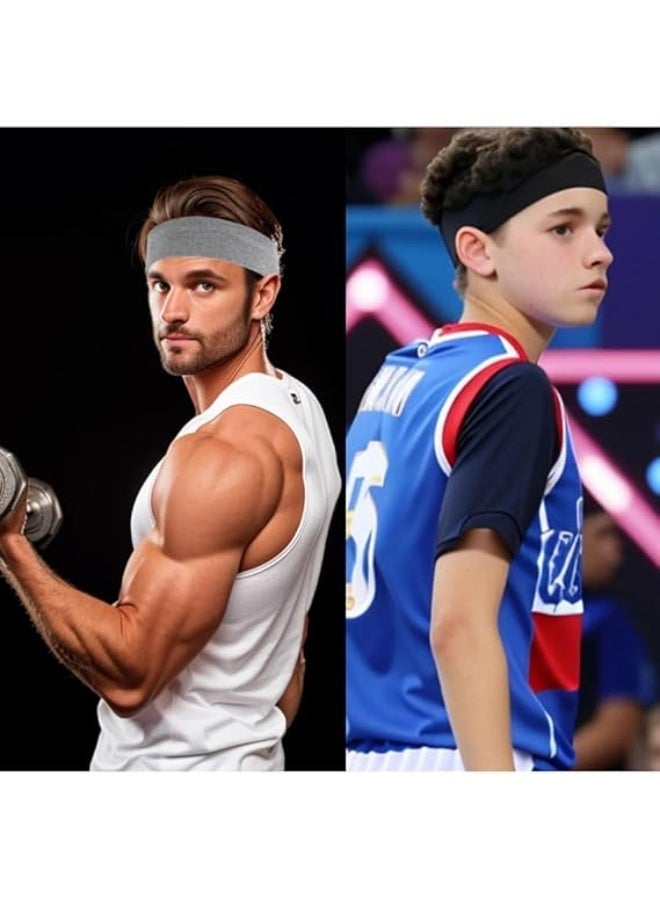 ٣ عصابات رأس رياضية قطنية باللون الأسود – ناعمة وتمتص العرق للنساء والرجال، مثالية للجيم والجري والتنس واليوغا - Image 5